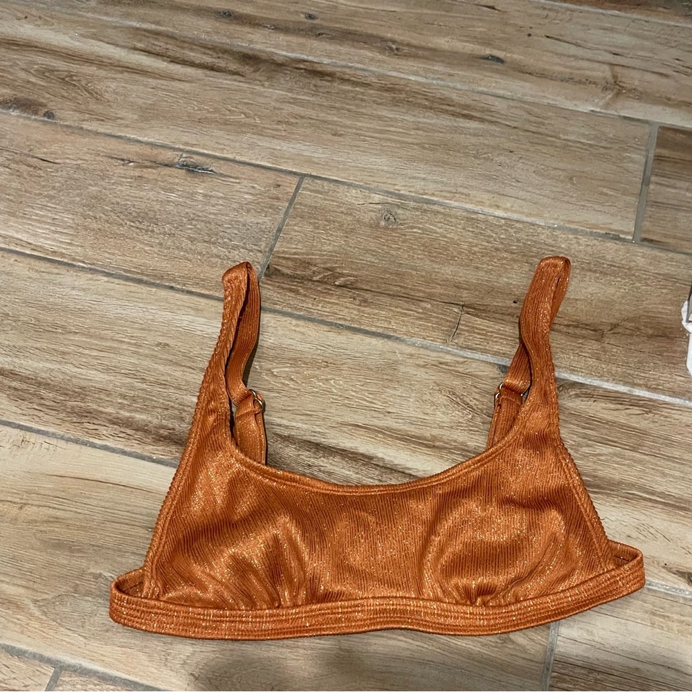 Xhilaration orange sparkle swim top